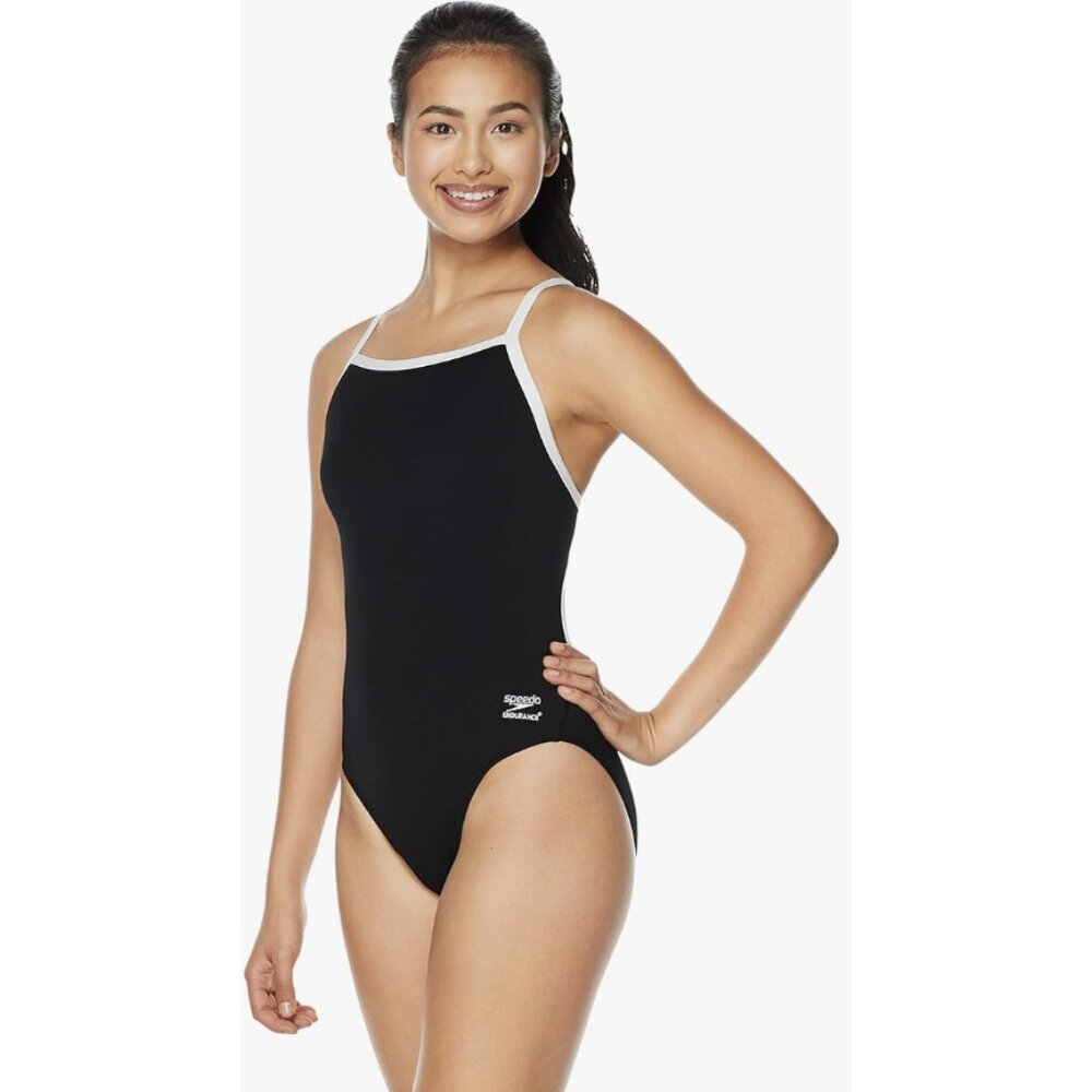 SPEEDO One Piece Flyback Training Endurance+ Swimsuit in Speedo Black Sport NWT